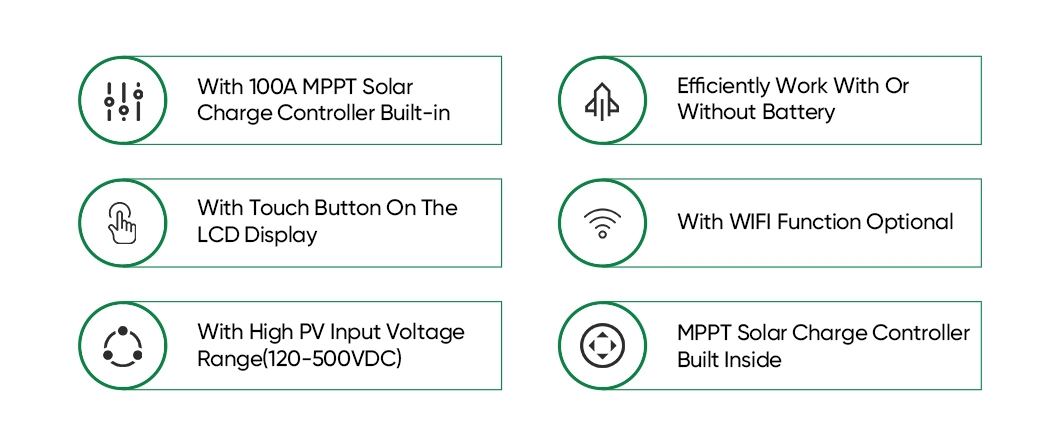 Sunpal 12V 24V 48V Single Phase Off Grid Hybrid Solar Inverter Work Without Battery